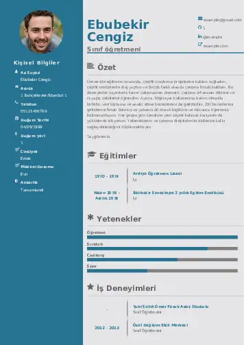 Sınıf Öğretmeni Cv Örnekleri cv indir